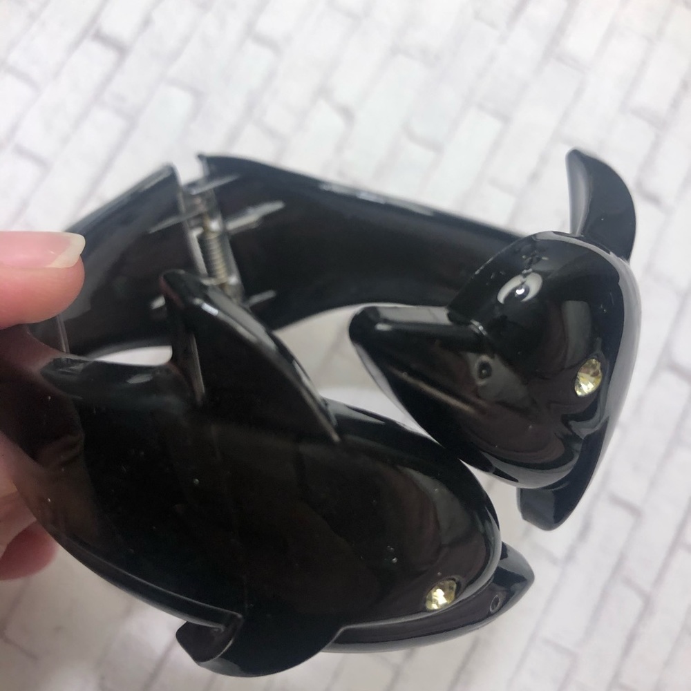 Dolphin Black Sea ocean hinged bangle bracelet - Picture 7 of 9